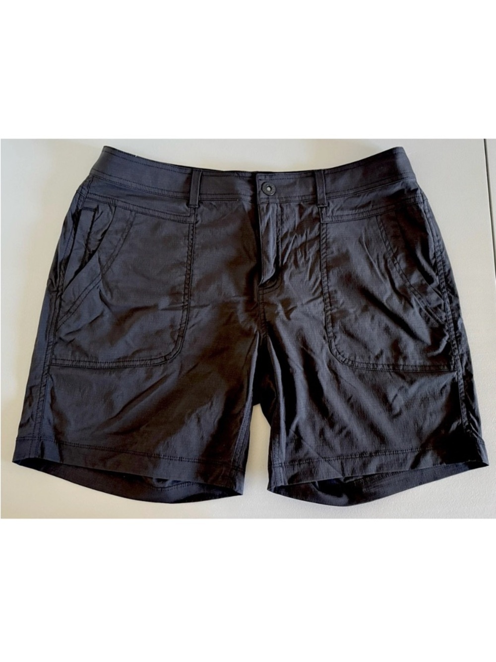 prAna Revenna Women's Hiking Shorts Black Size 14 -8" Inseam Ripstop Stretch EUC